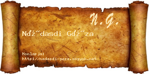 Nádasdi Géza névjegykártya